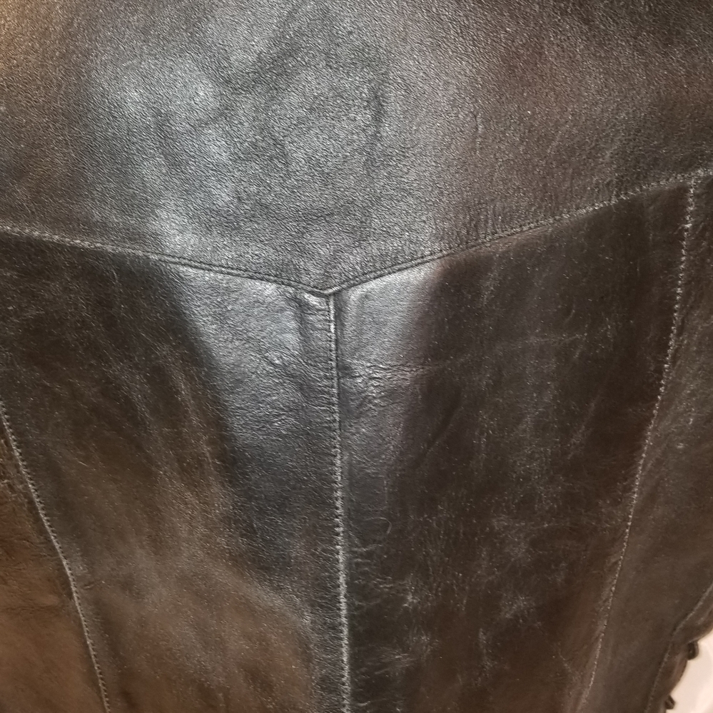Leather Vest Mens Black Laced sides Size 48 - Picture 7 of 8